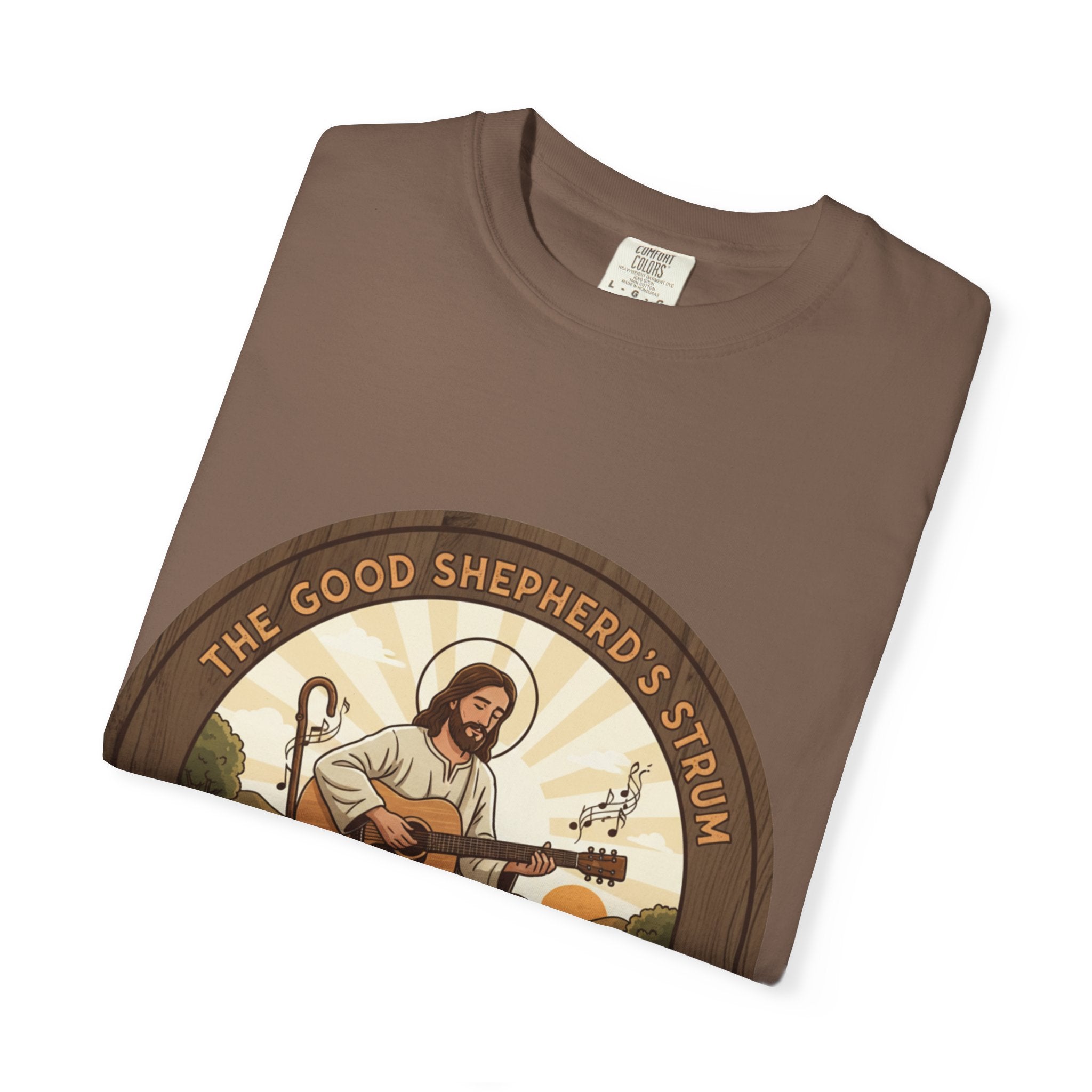 The Good Shepherd's Strum T-Shirt: Led by the Ultimate Musician.