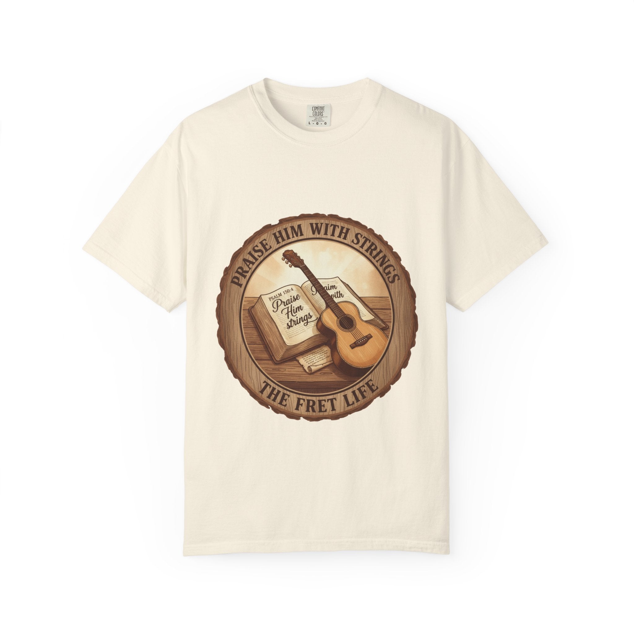 Praise Him With Strings T-Shirt | Psalm 150:4 Christian Guitar Tee