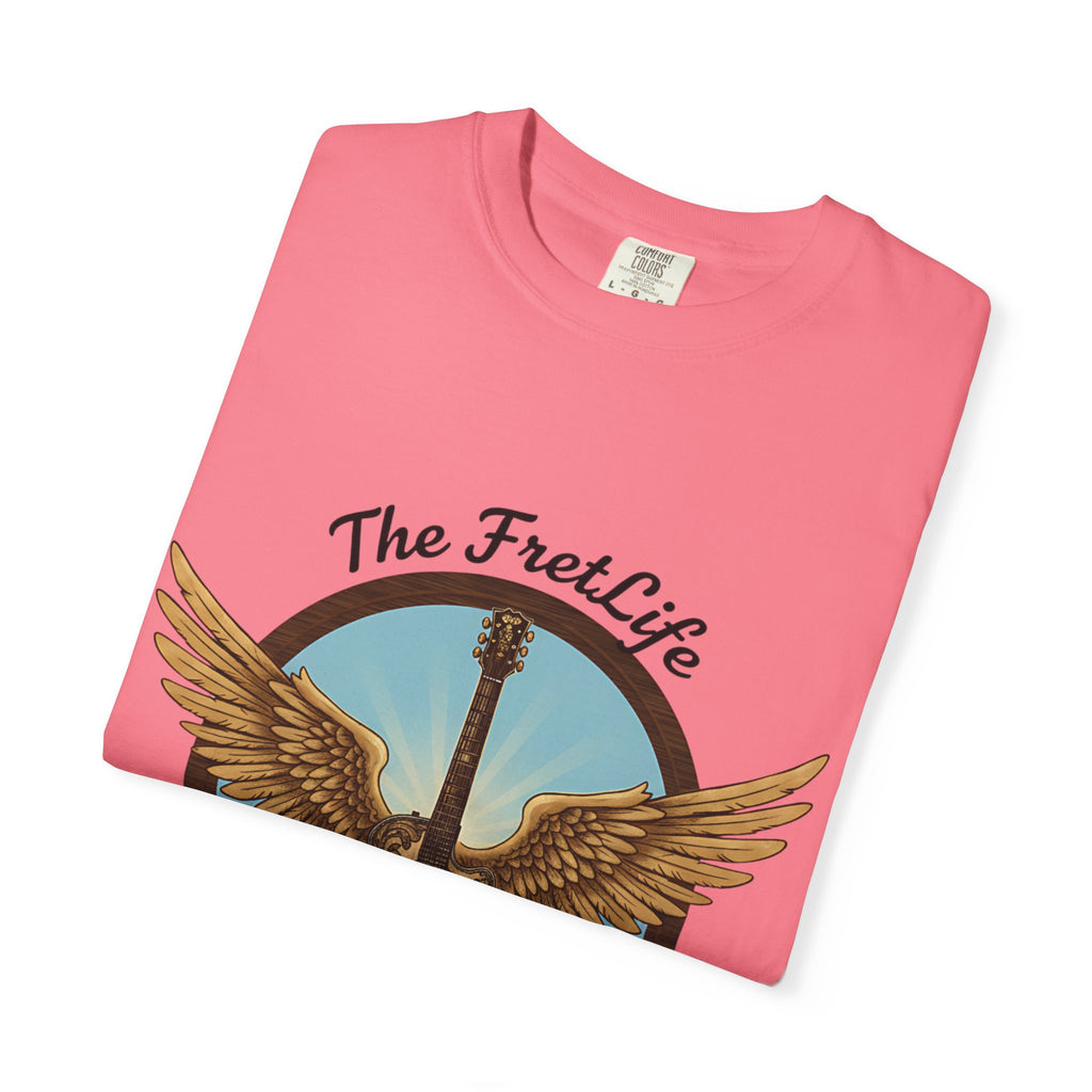 Winged Guitar T-shirt - The Fret Life Logo, Music Lover Gift