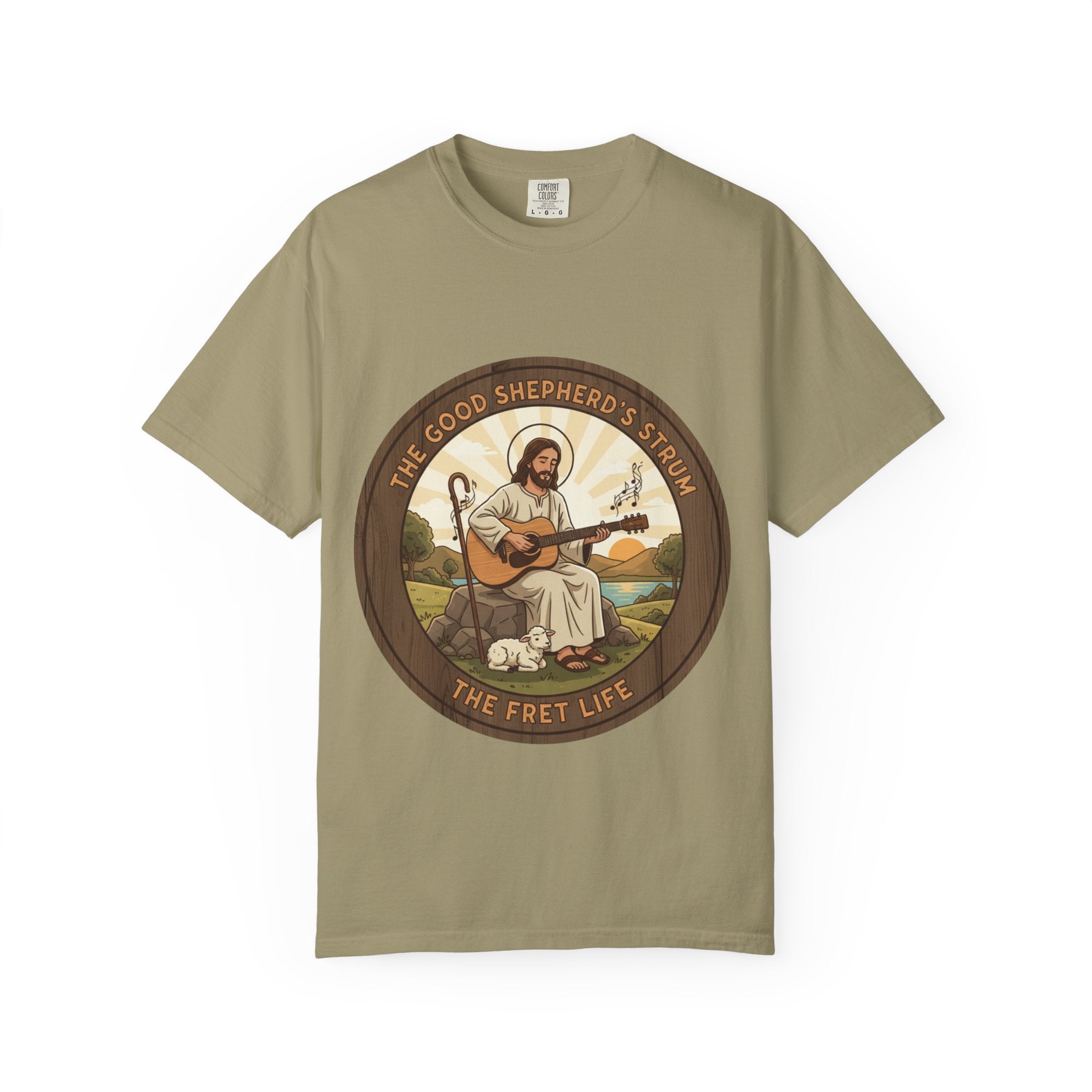 The Good Shepherd's Strum T-Shirt: Led by the Ultimate Musician.