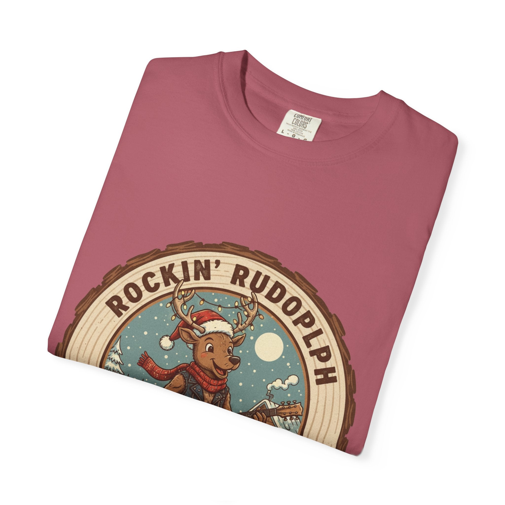 Rockin' Rudolph Christmas T-Shirt | Funny Reindeer Guitar Tee