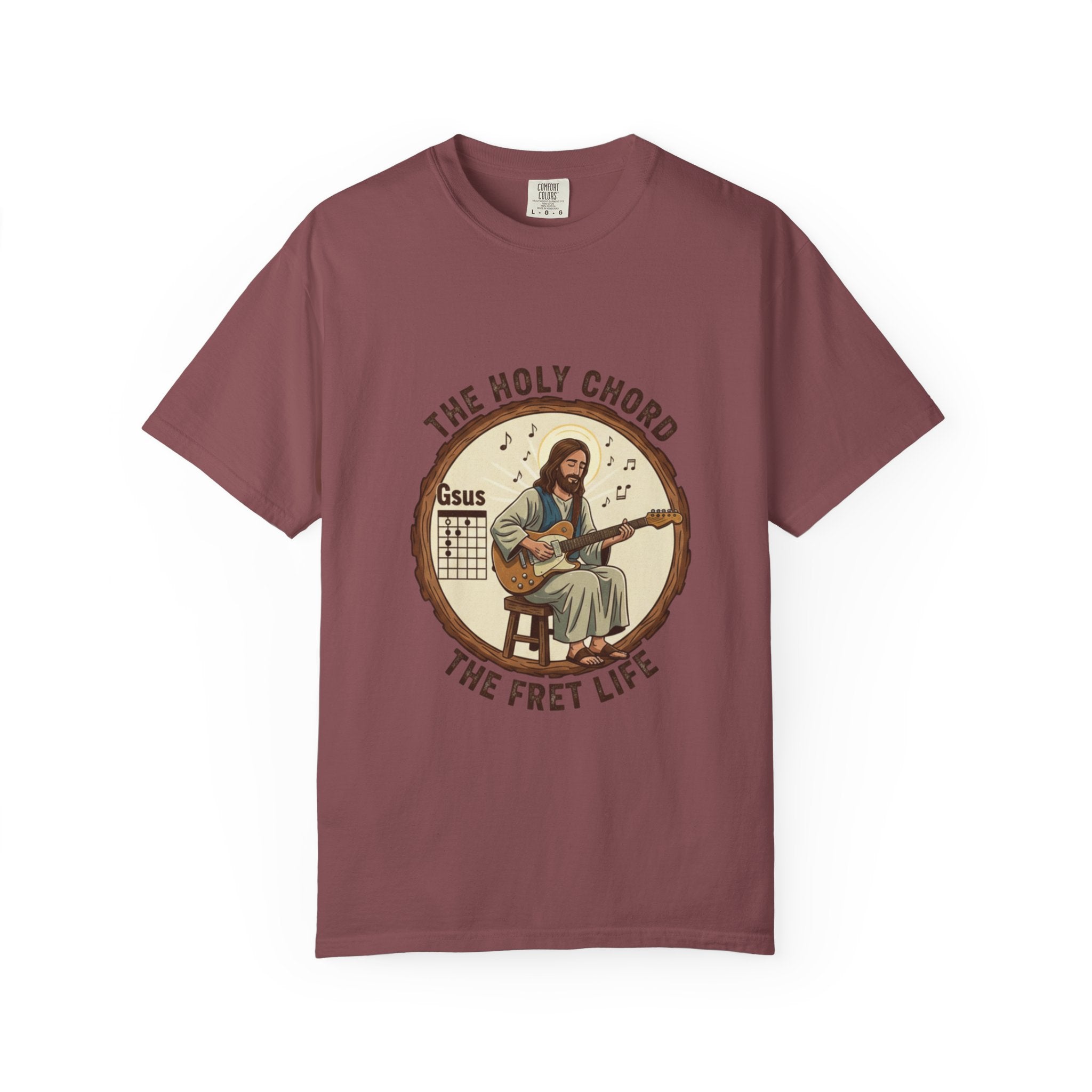 The Holy Chord Gsus T-Shirt: Faith, Music, and the Fret Life.
