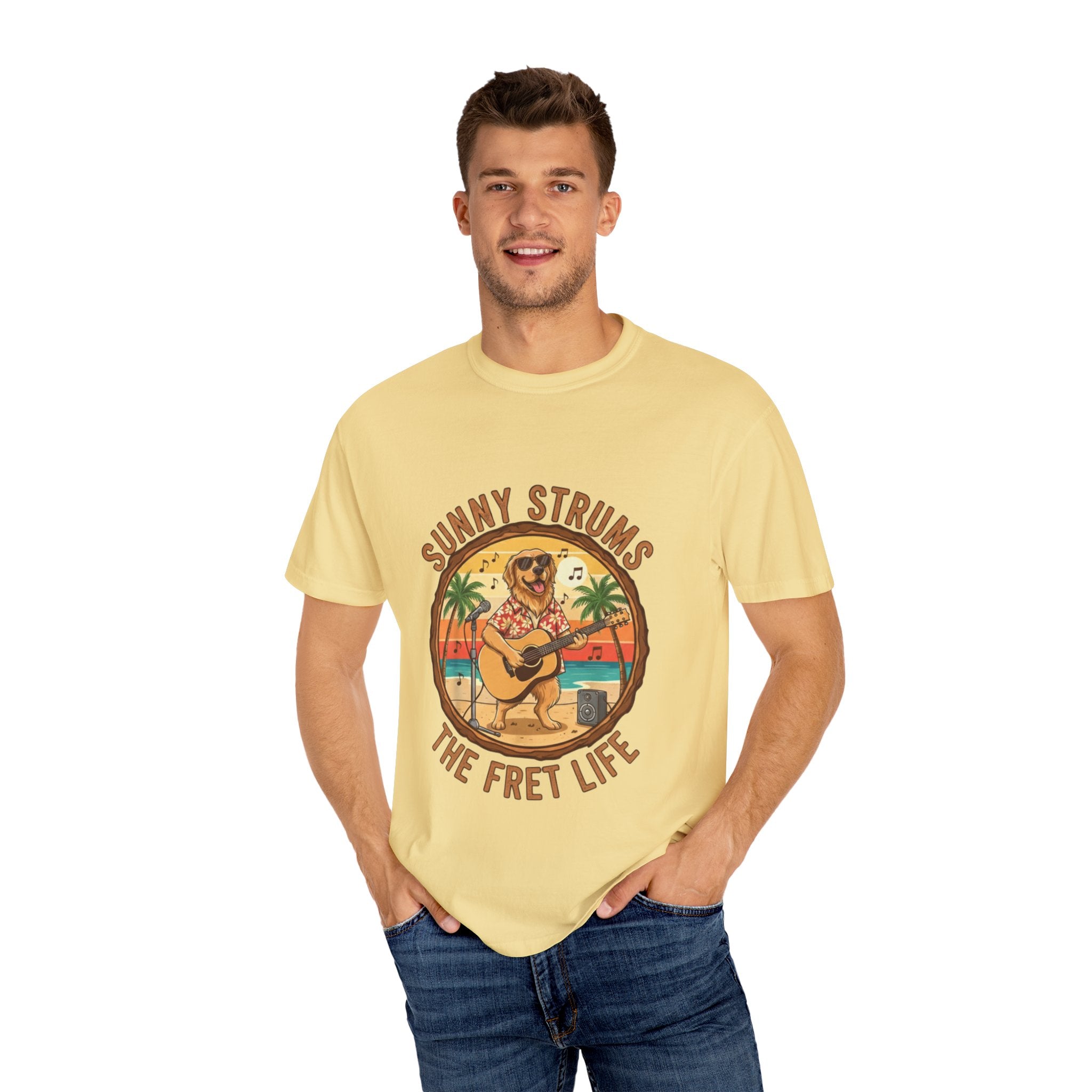 Sunny Strums: Golden Retriever Acoustic Serenade Tee