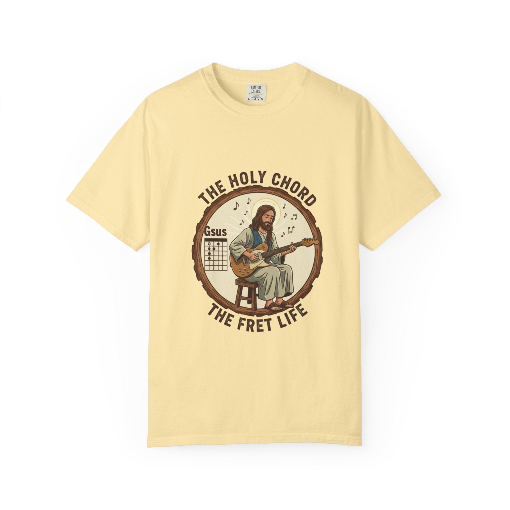 The Holy Chord Gsus T-Shirt: Faith, Music, and the Fret Life.