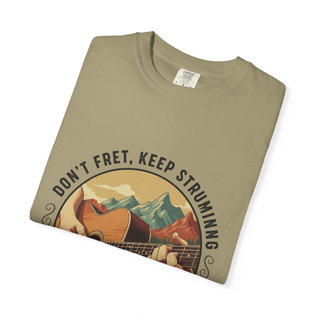 Don't Fret, Keep Strumming: Mountain Lake Serenade Tee