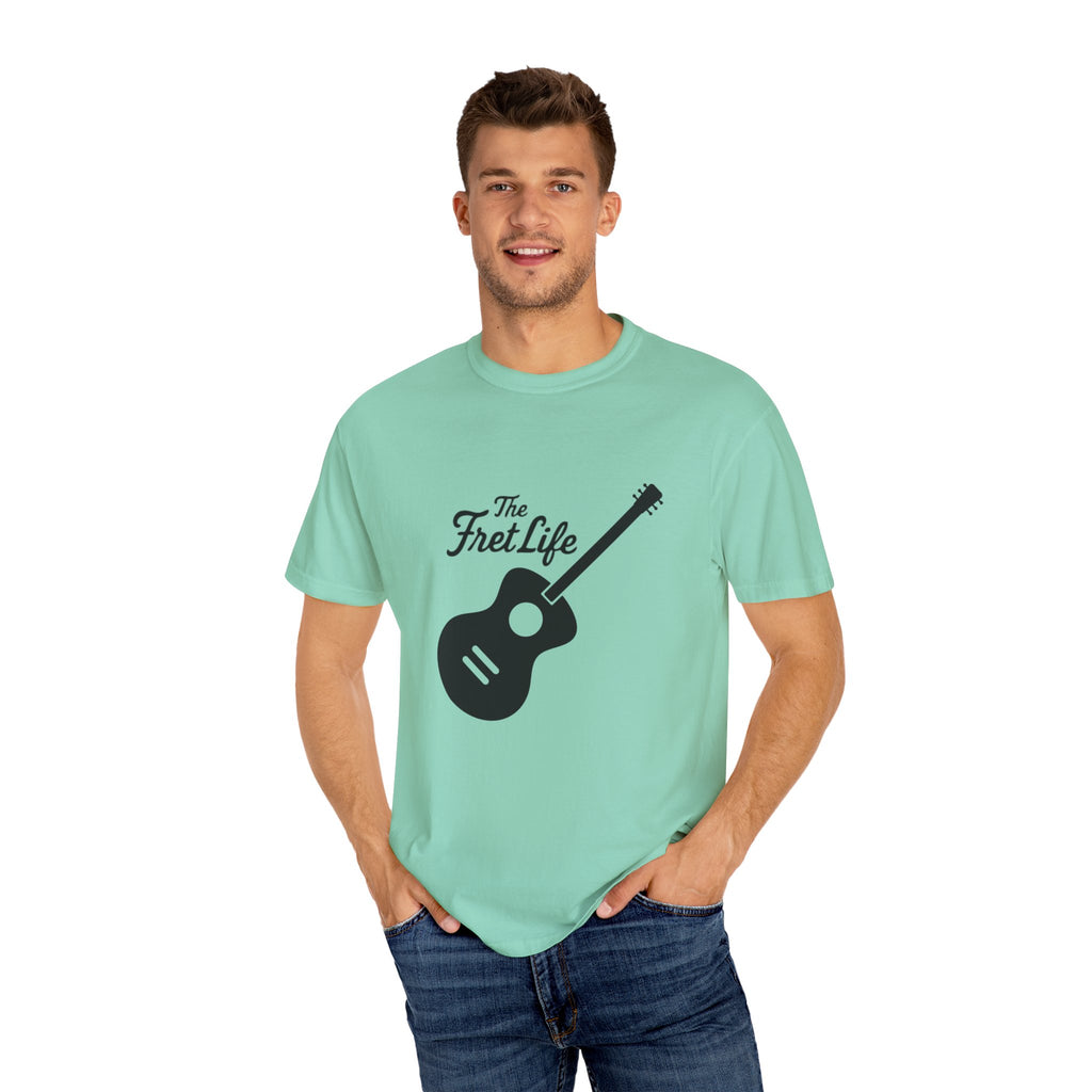Acoustic Guitar, The Fret Life, Unisex Garment-Dyed T-shirt