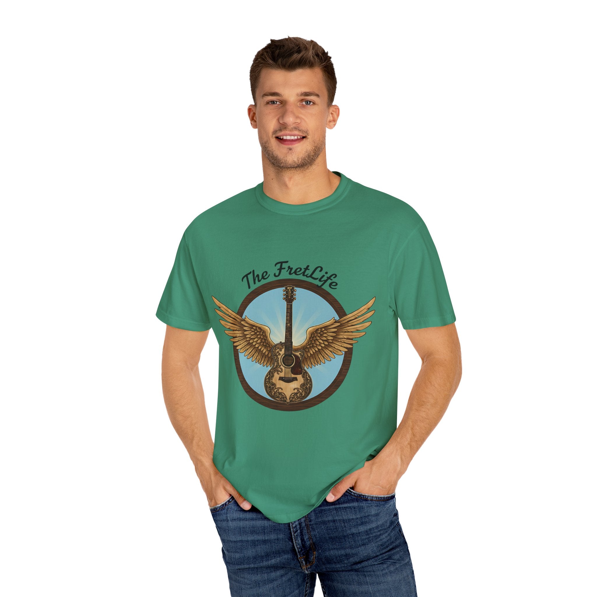 Winged Guitar T-shirt - The Fret Life Logo, Music Lover Gift