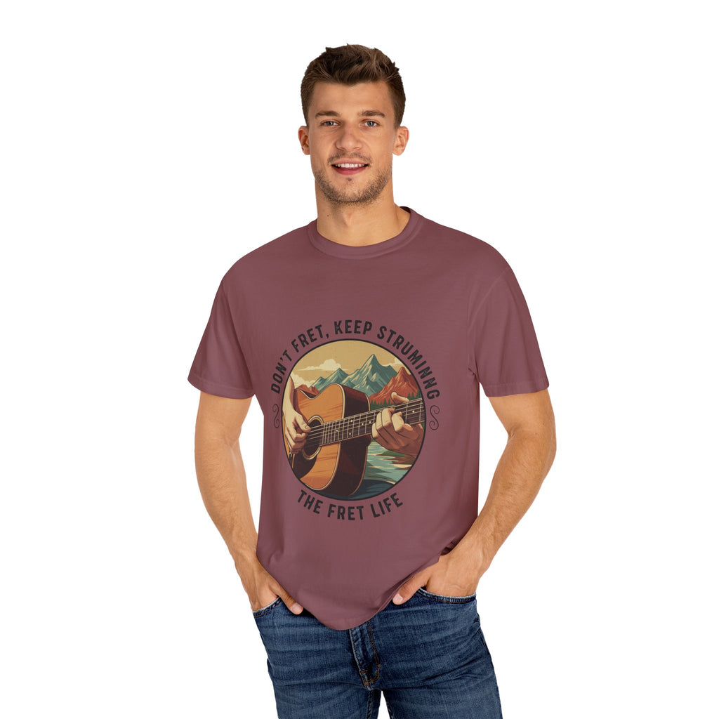 Don't Fret, Keep Strumming: Mountain Lake Serenade Tee