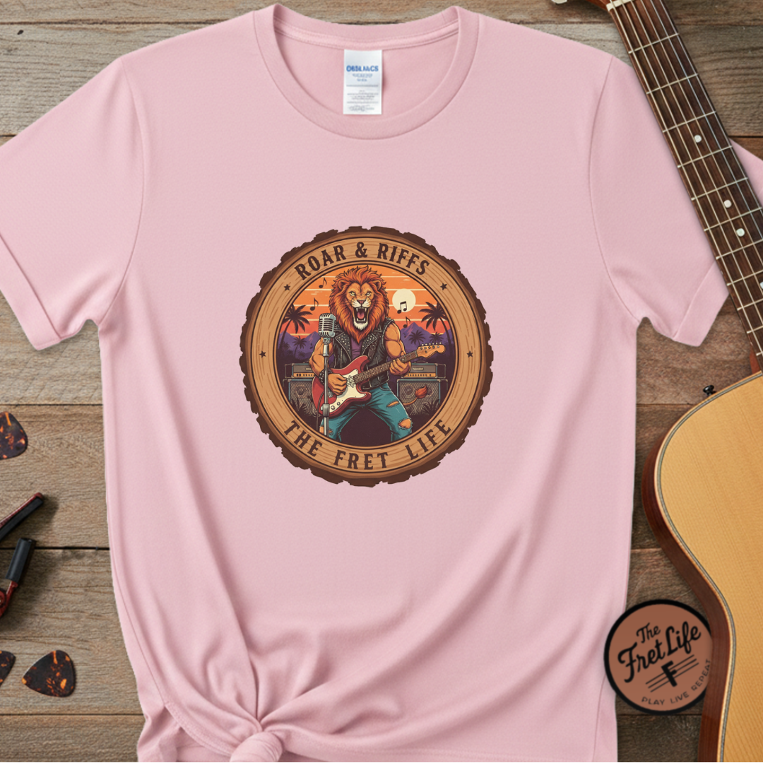 Roar & Riffs: The Lion Rock Star Fret Life Tee