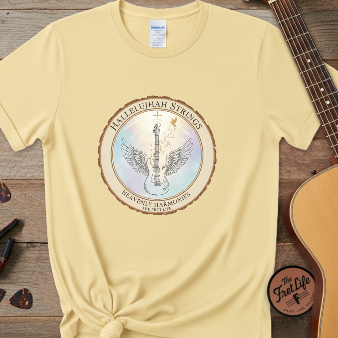 Hallelujah Strings T-Shirt | Christian Worship Guitar Praise Tee
