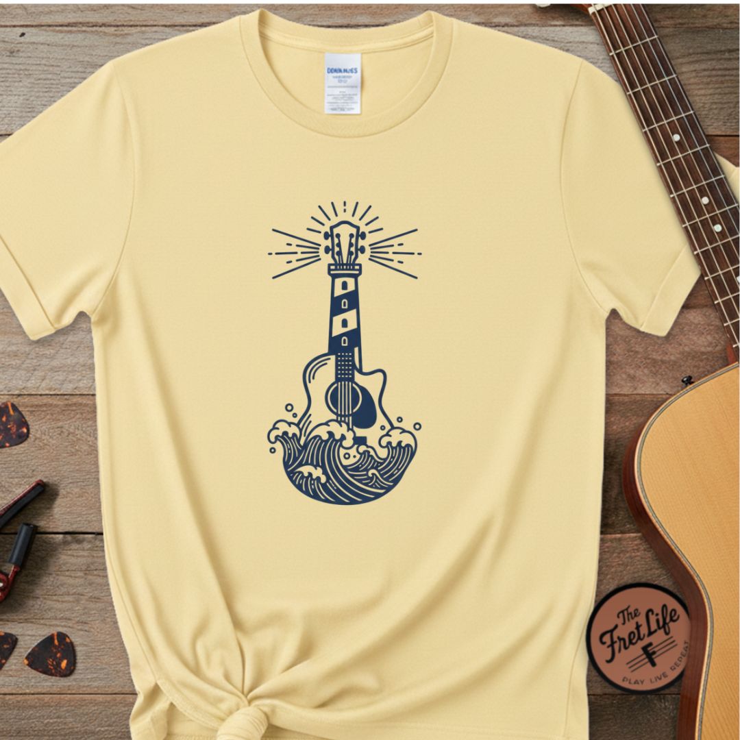 The Beacon Acoustic Tee | Lighthouse & Waves Design