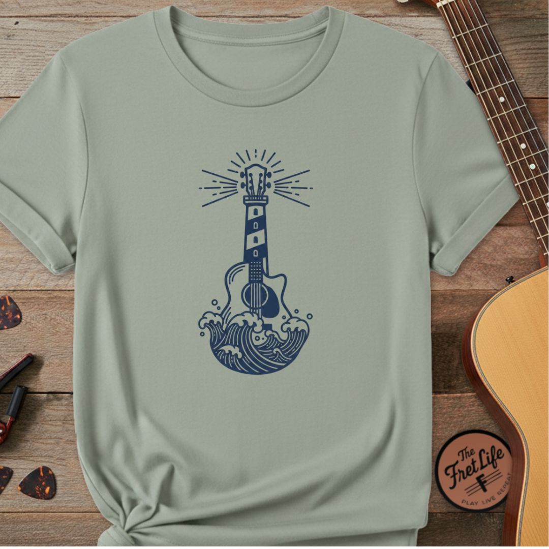 The Beacon Acoustic Tee | Lighthouse & Waves Design