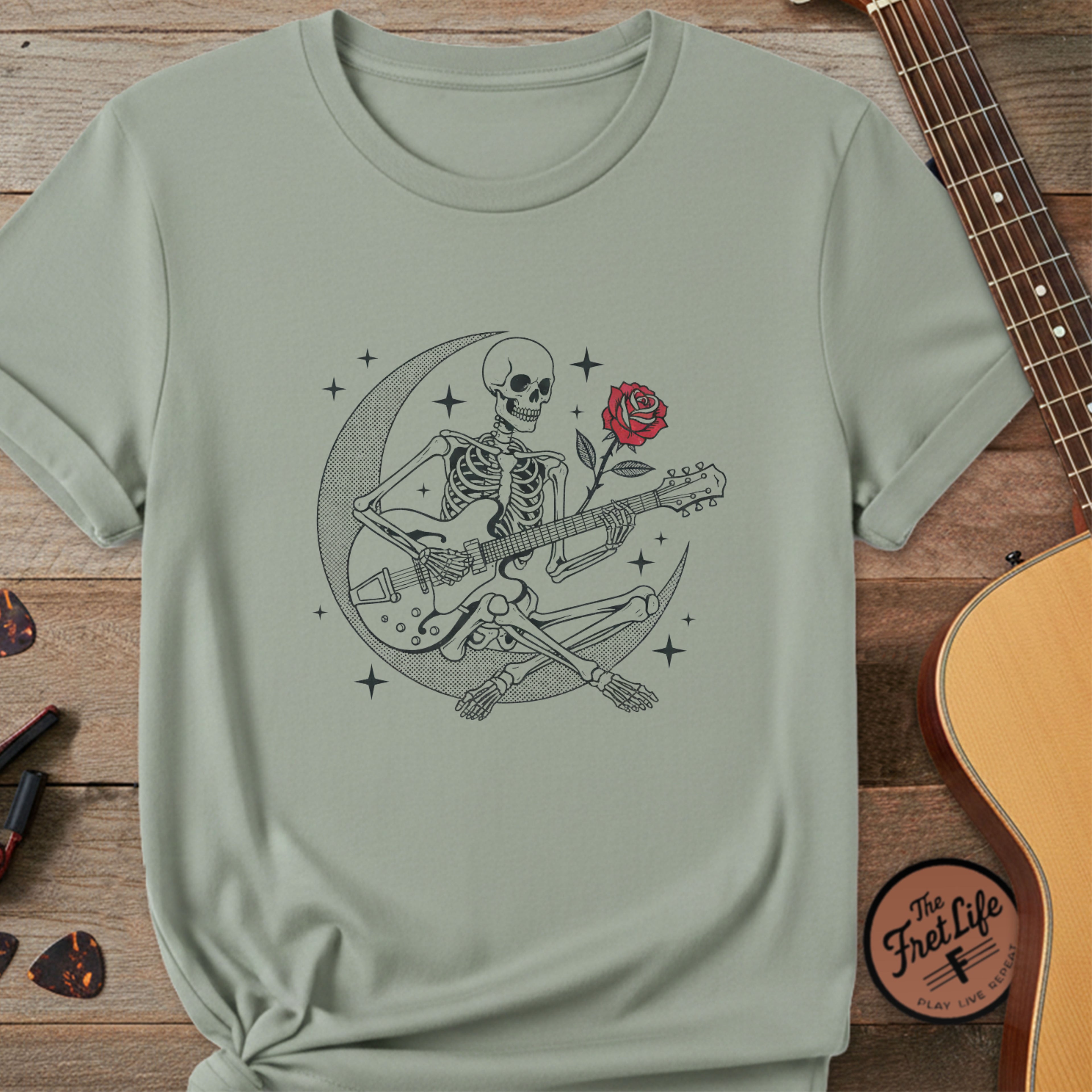 Flower Skeleton on Moon | Premium Tee