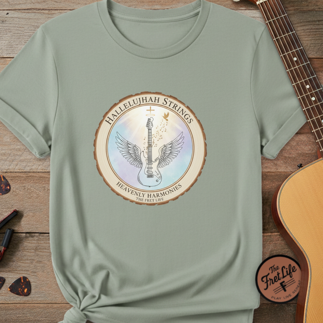 Hallelujah Strings T-Shirt | Christian Worship Guitar Praise Tee