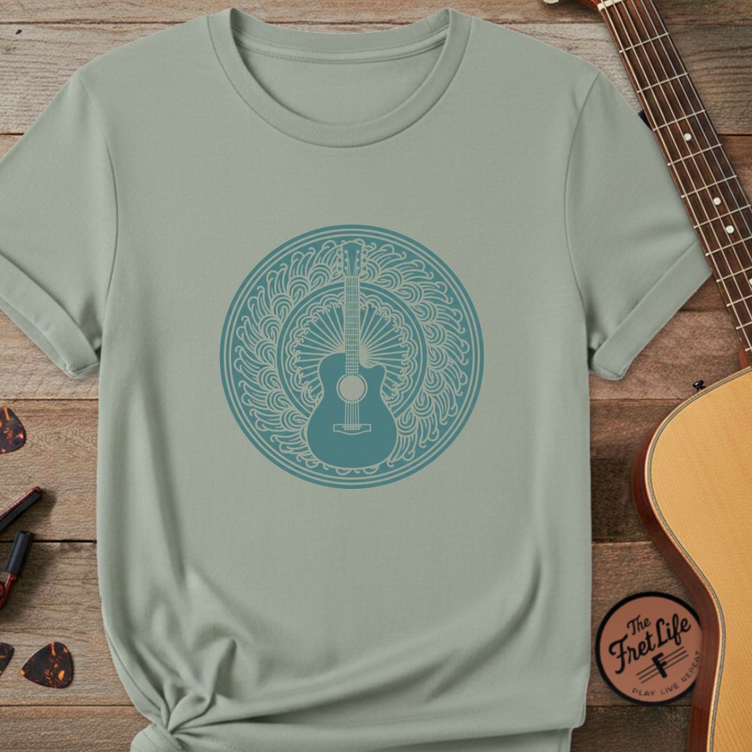 The Resonance Mandala Tee | Intricate Acoustic Guitar Design