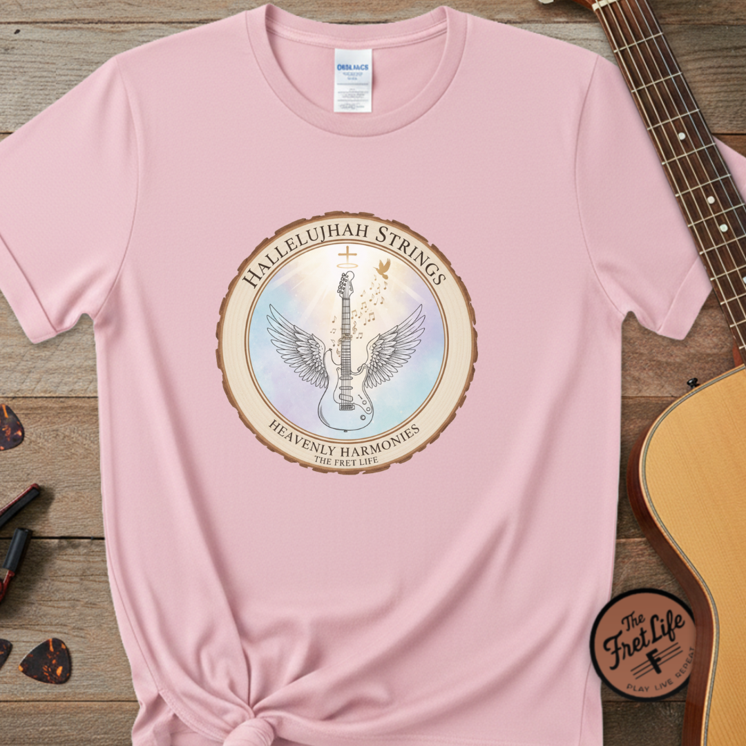 Hallelujah Strings T-Shirt | Christian Worship Guitar Praise Tee