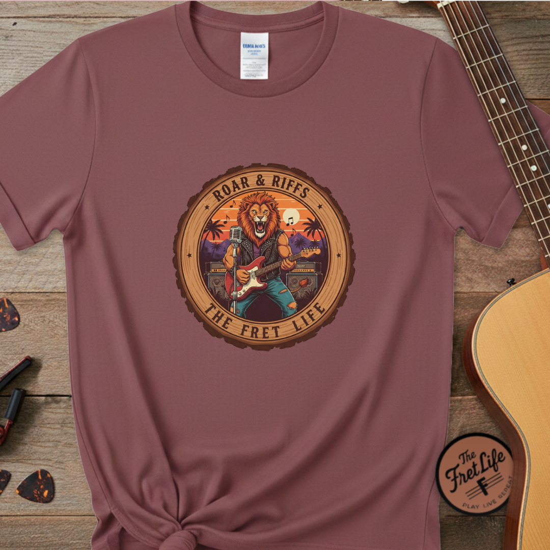 Roar & Riffs: The Lion Rock Star Fret Life Tee