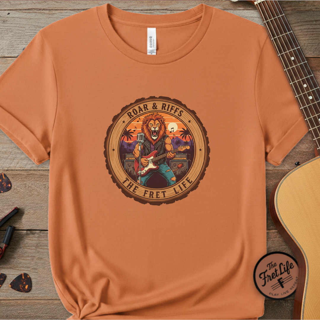 Roar & Riffs: The Lion Rock Star Fret Life Tee