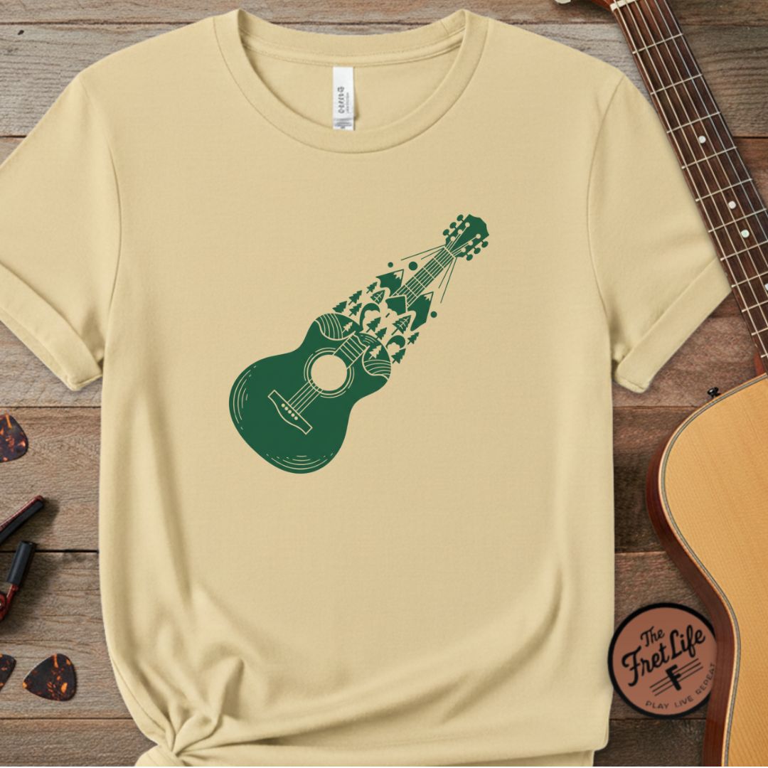 The Alpine Rhythm Tee | Mountain & Forest Guitar Design