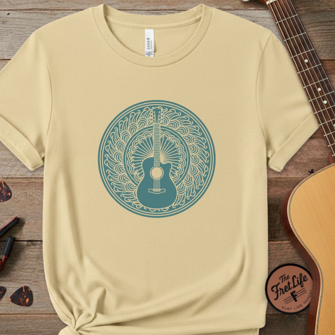 The Resonance Mandala Tee | Intricate Acoustic Guitar Design