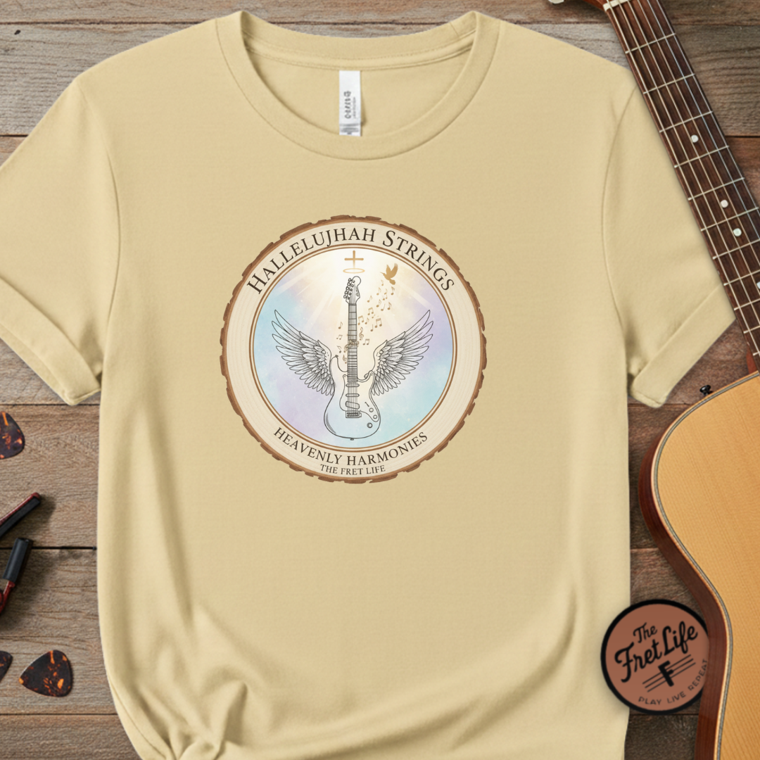 Hallelujah Strings T-Shirt | Christian Worship Guitar Praise Tee