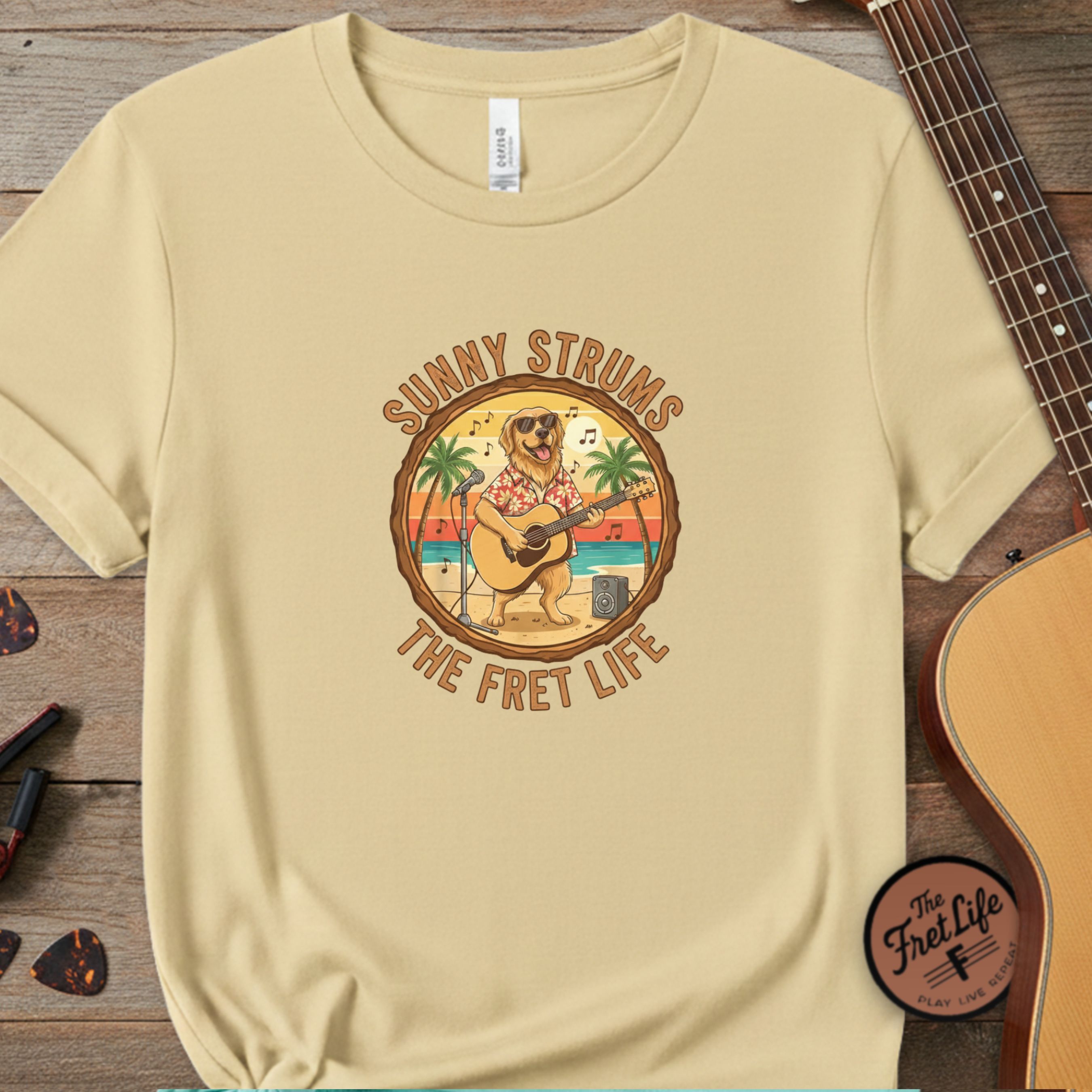 Sunny Strums: Golden Retriever Acoustic Serenade Tee