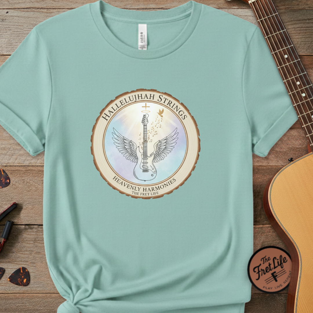 Hallelujah Strings T-Shirt | Christian Worship Guitar Praise Tee
