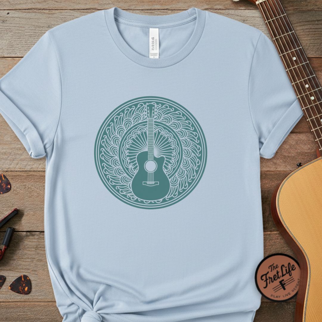 The Resonance Mandala Tee | Intricate Acoustic Guitar Design