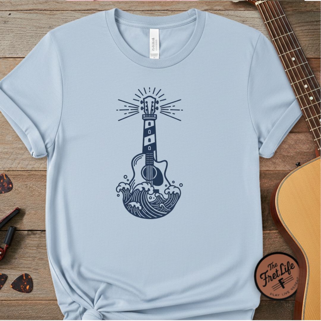 The Beacon Acoustic Tee | Lighthouse & Waves Design