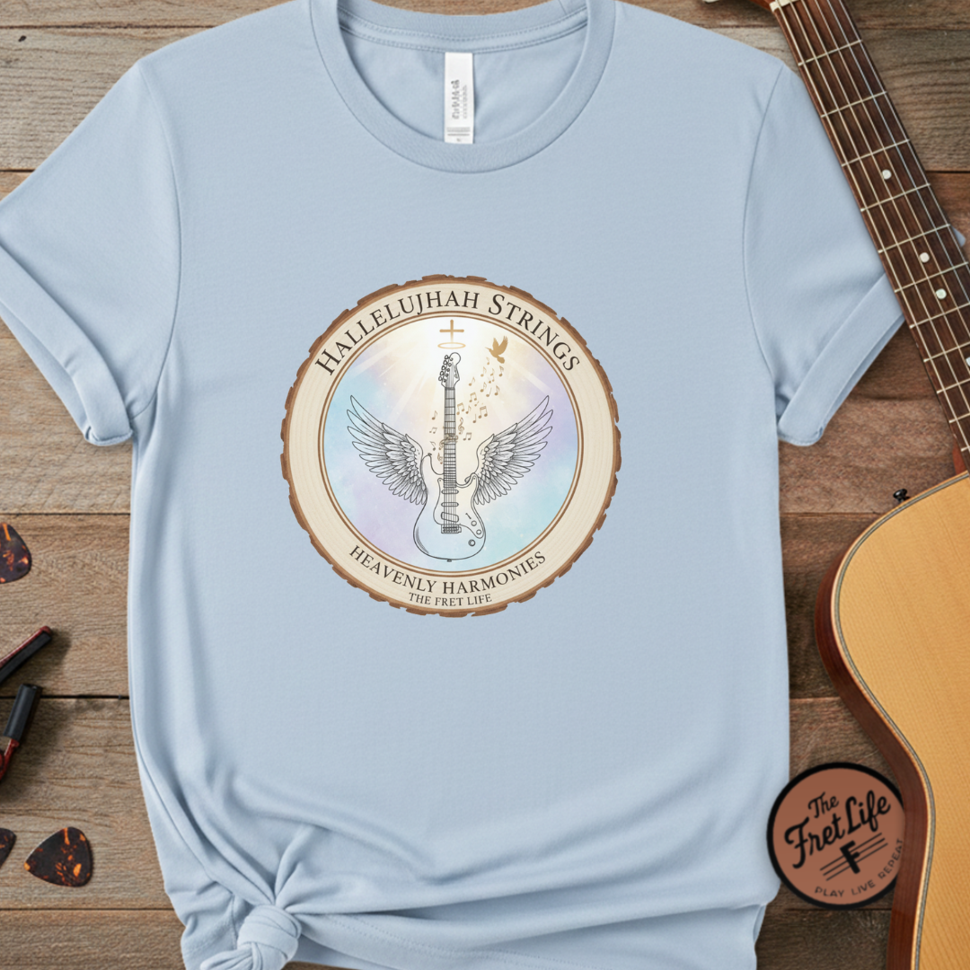 Hallelujah Strings T-Shirt | Christian Worship Guitar Praise Tee