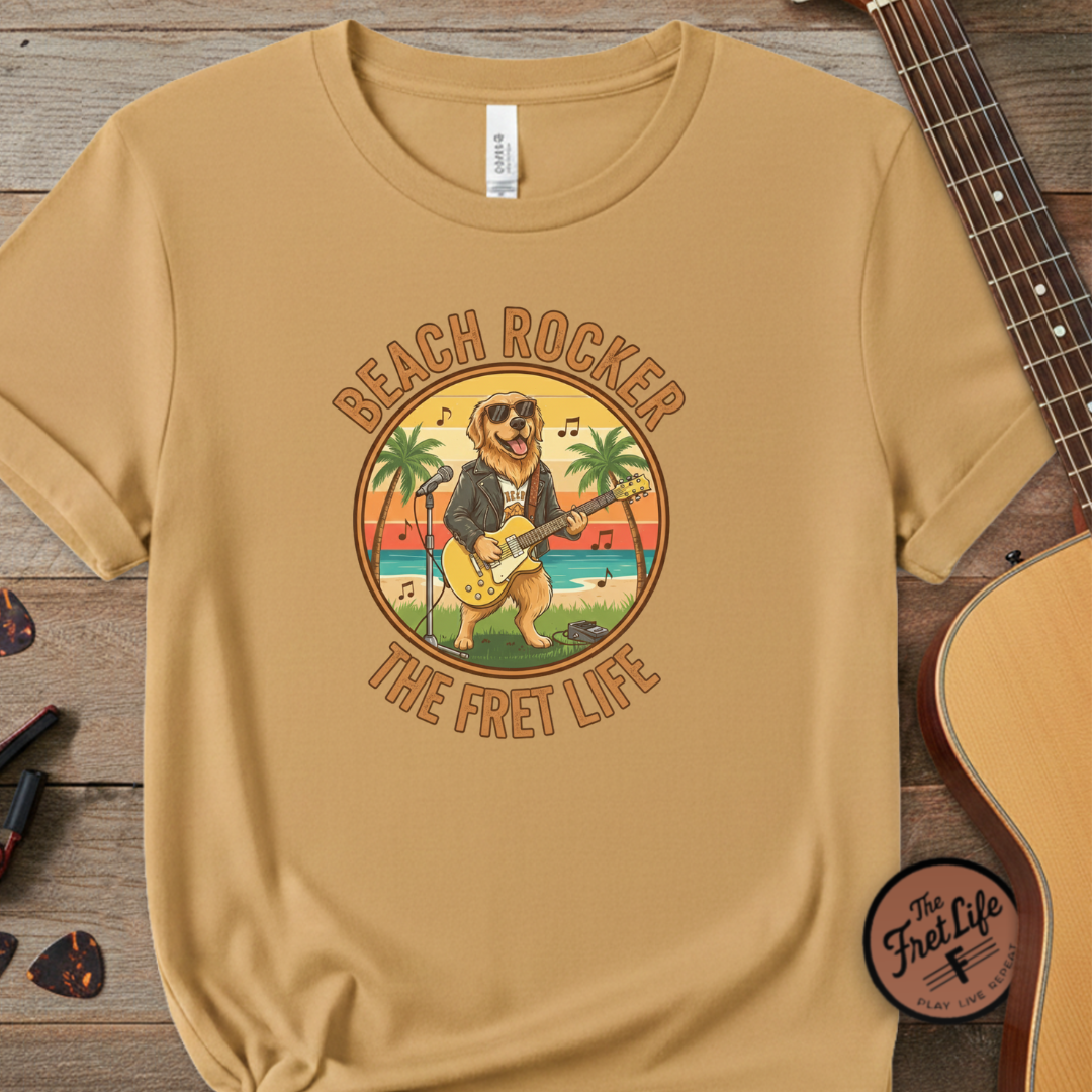 Beach Rocker: Golden's Sunset Shred Fret Life Tee