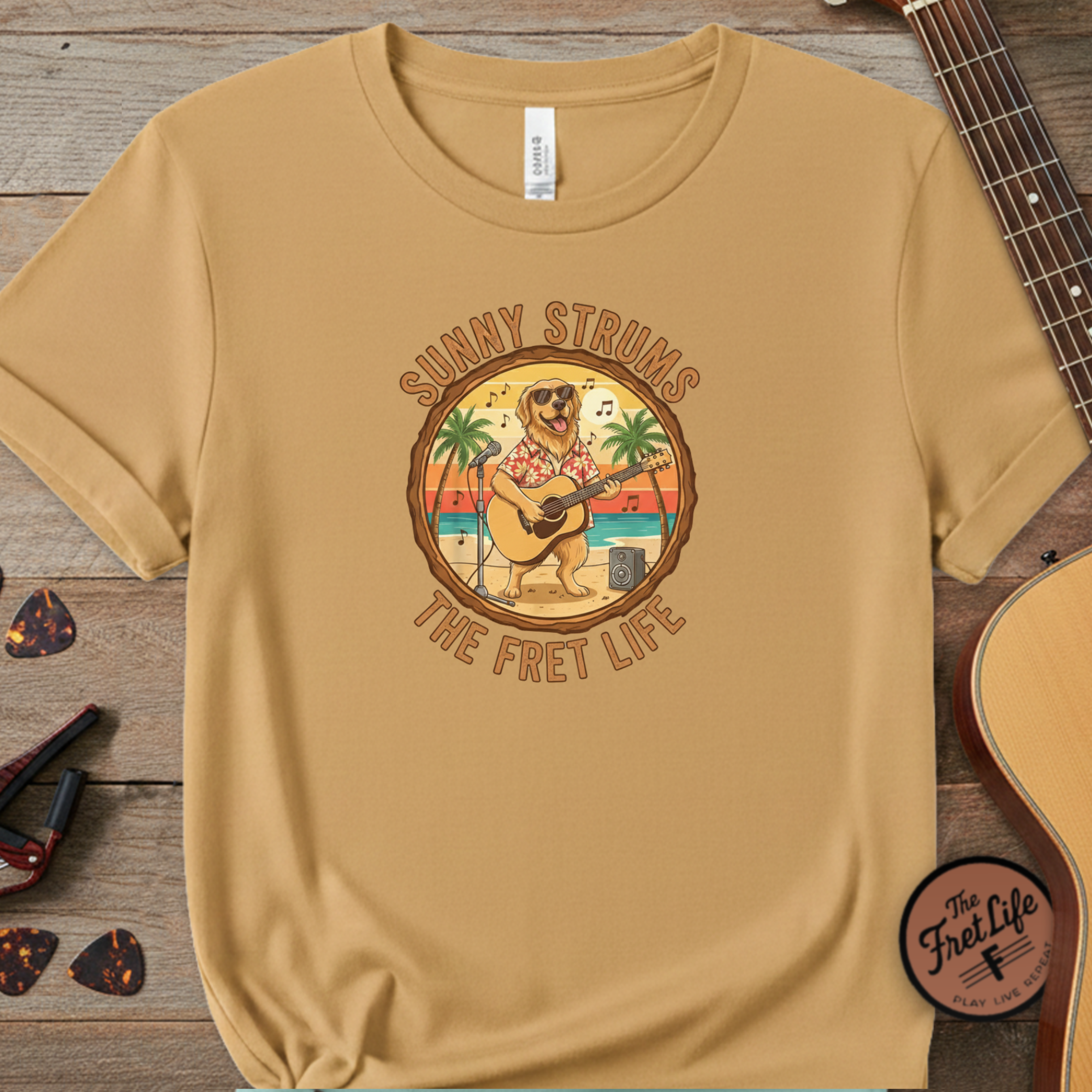 Sunny Strums: Golden Retriever Acoustic Serenade Tee