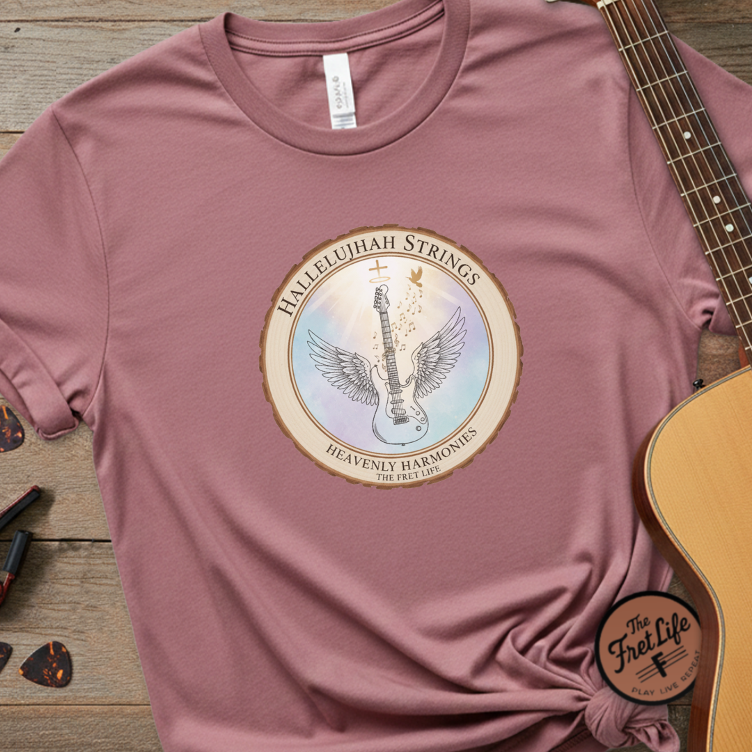 Hallelujah Strings T-Shirt | Christian Worship Guitar Praise Tee