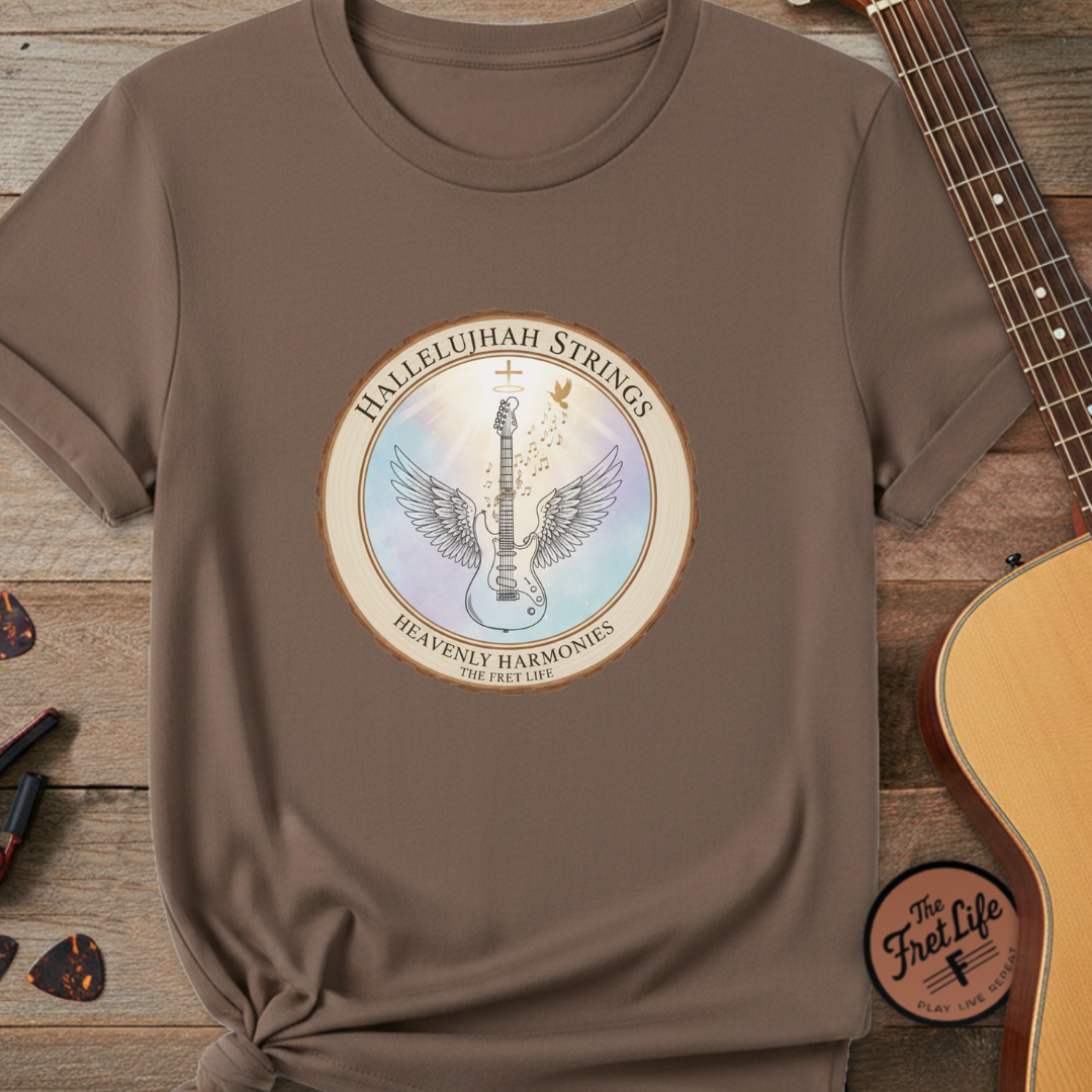 Hallelujah Strings T-Shirt | Christian Worship Guitar Praise Tee