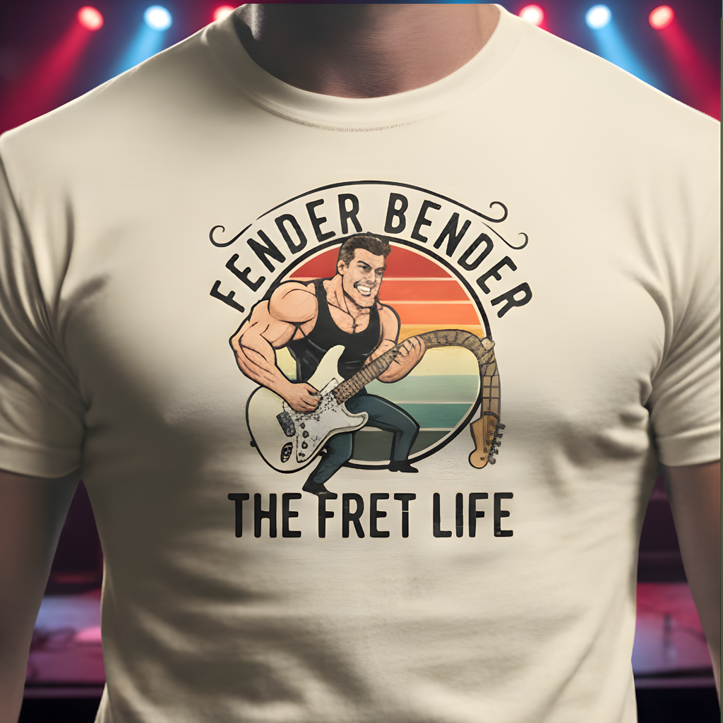 Fender Bender: The Fret Life T-Shirt (Vintage Rocker Edition)