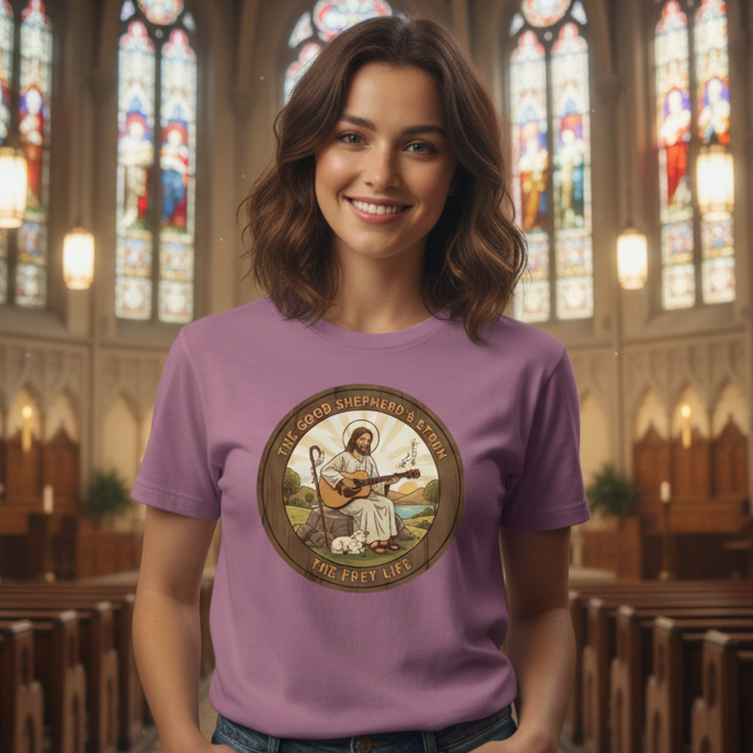The Good Shepherd's Strum T-Shirt: Led by the Ultimate Musician.