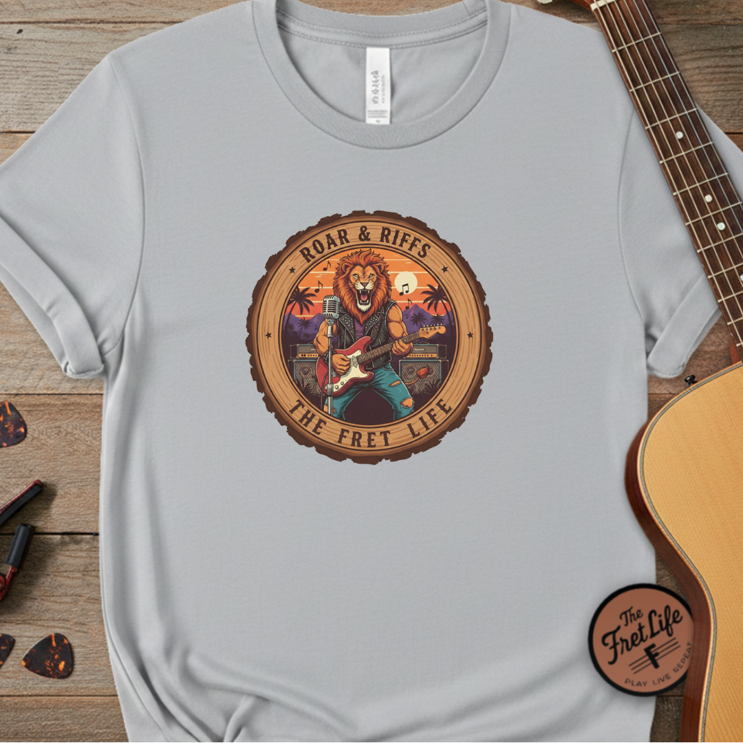 Roar & Riffs: The Lion Rock Star Fret Life Tee
