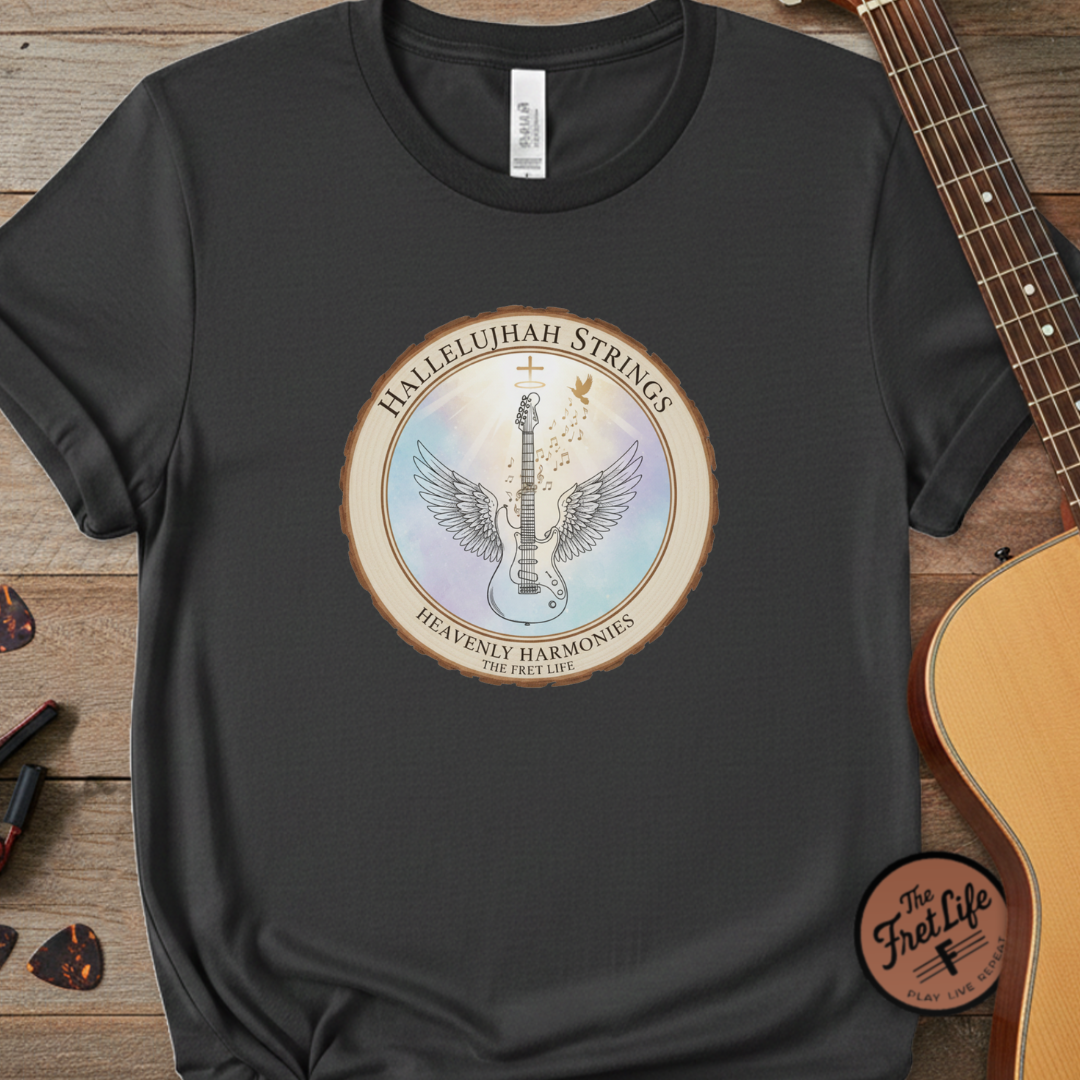 Hallelujah Strings T-Shirt | Christian Worship Guitar Praise Tee