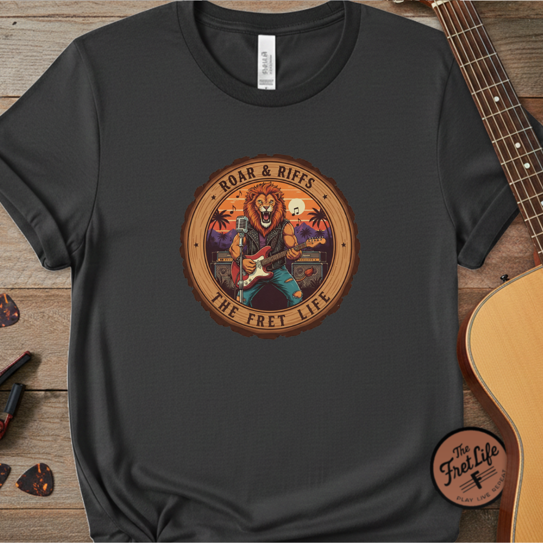 Roar & Riffs: The Lion Rock Star Fret Life Tee