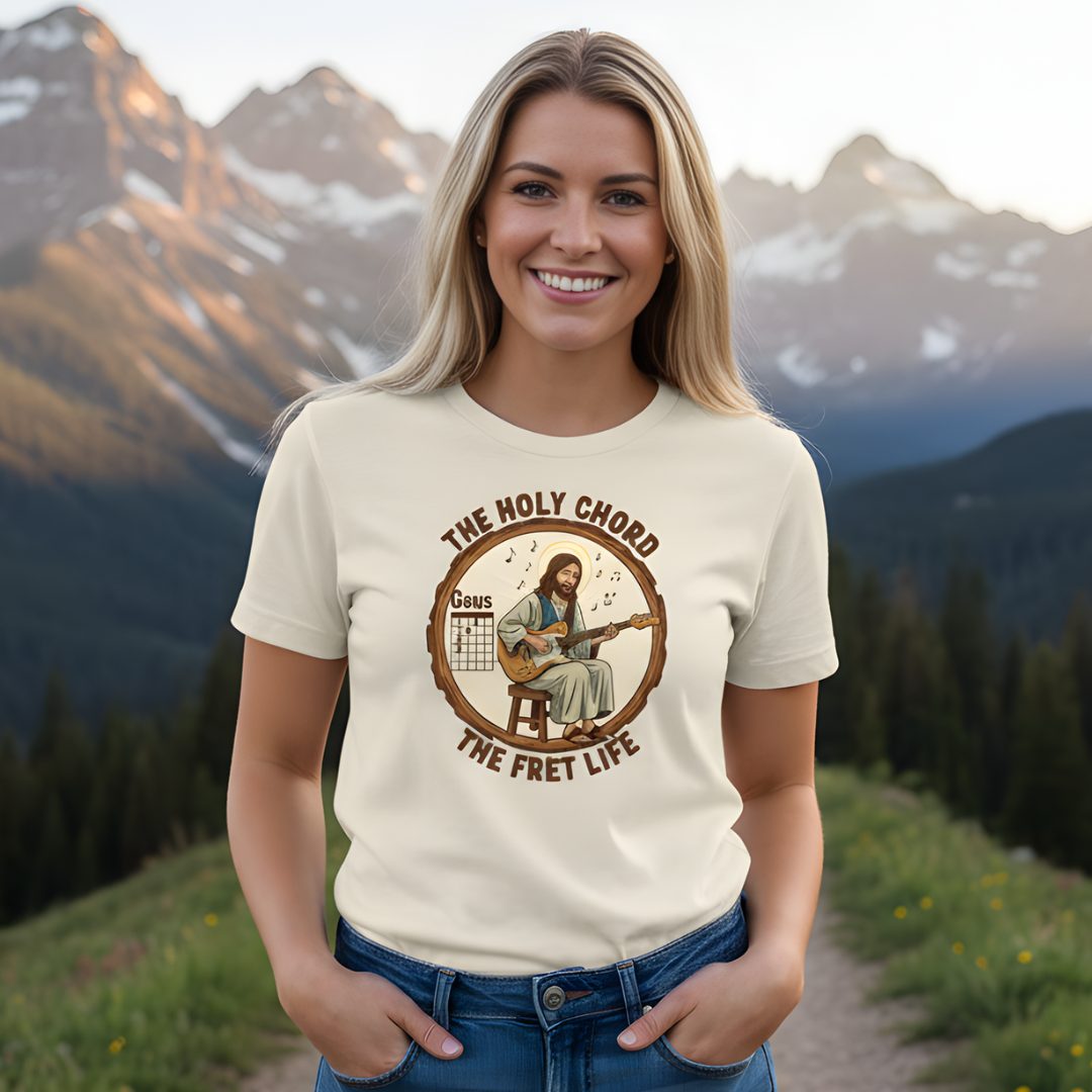 The Holy Chord Gsus T-Shirt: Faith, Music, and the Fret Life.