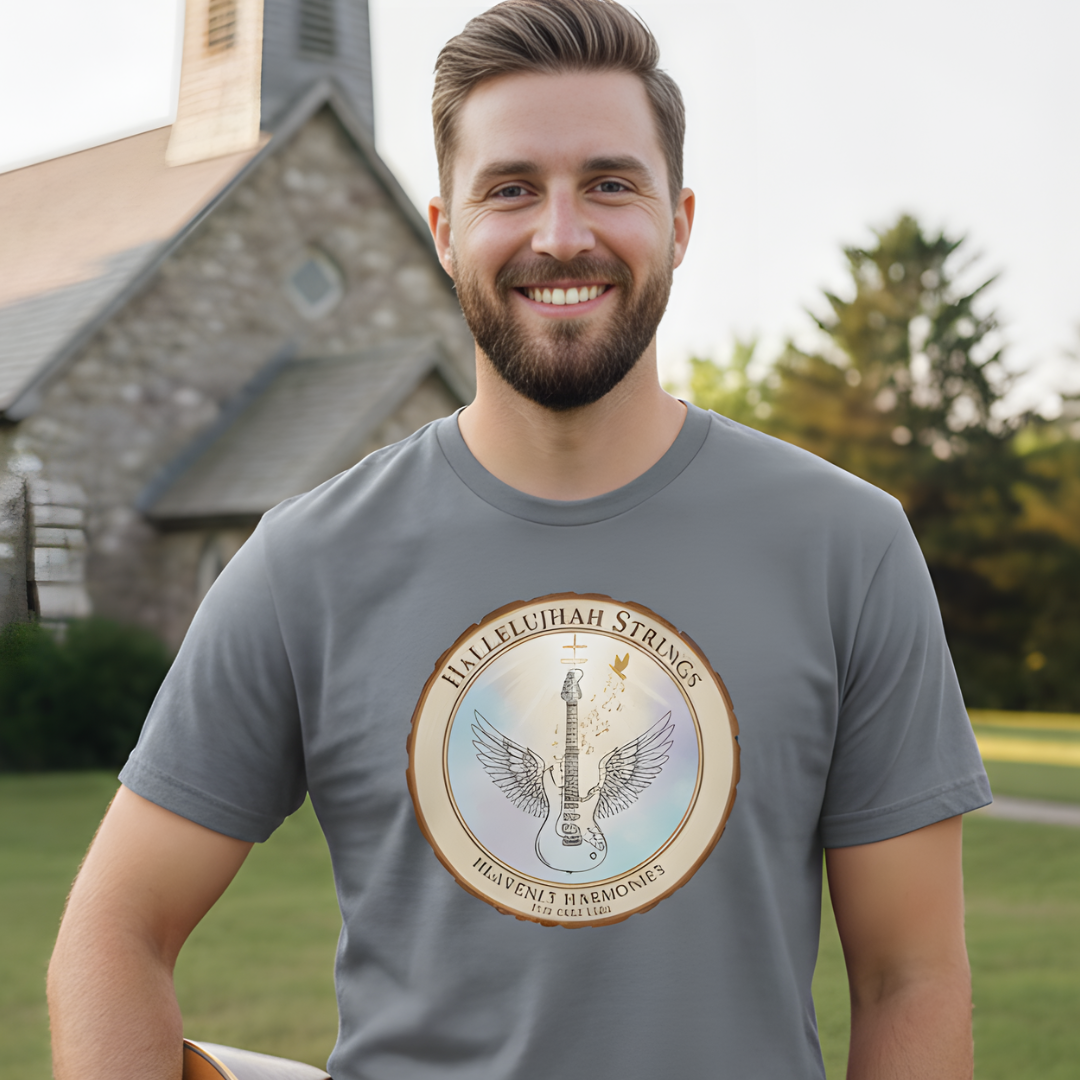 Hallelujah Strings T-Shirt | Christian Worship Guitar Praise Tee