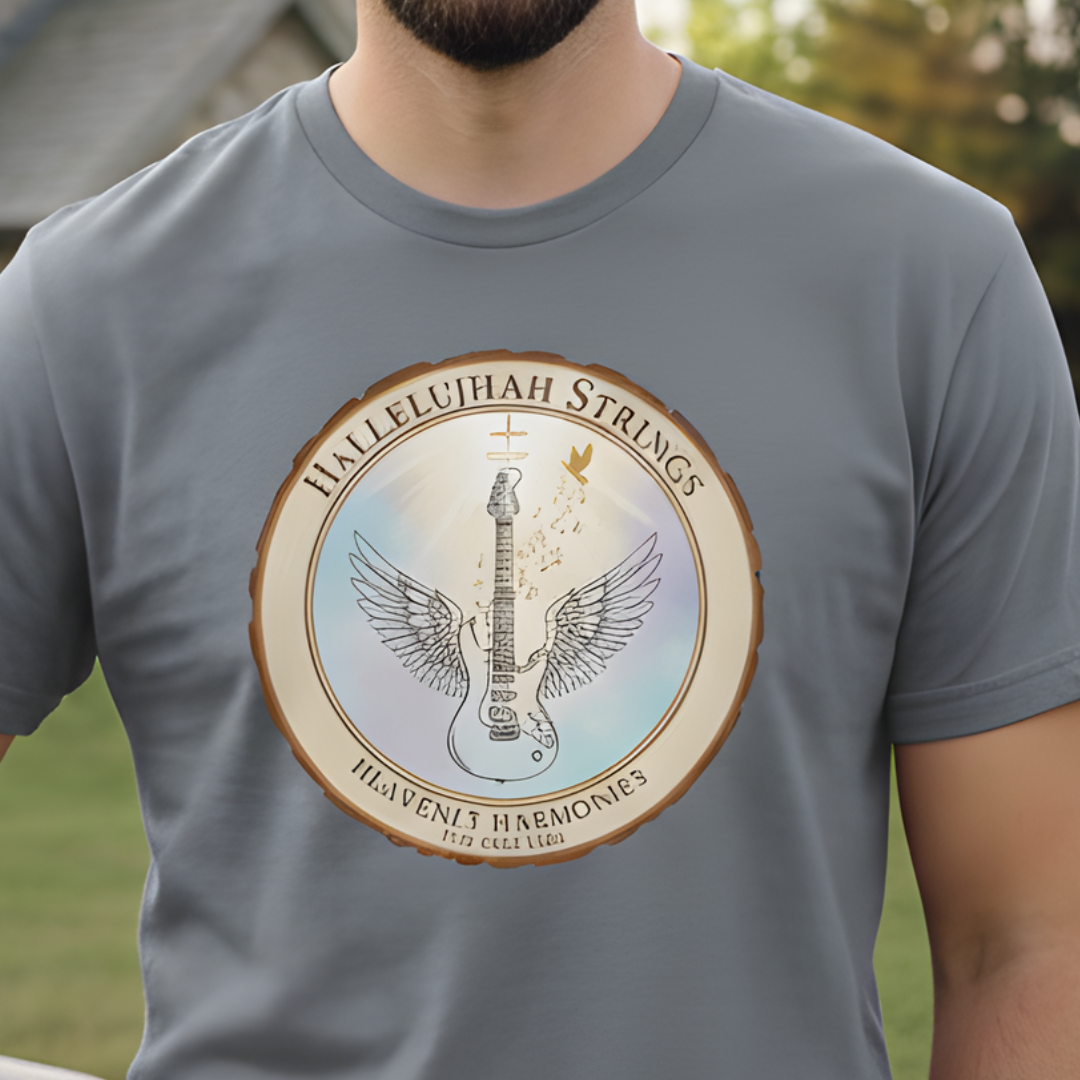 Hallelujah Strings T-Shirt | Christian Worship Guitar Praise Tee