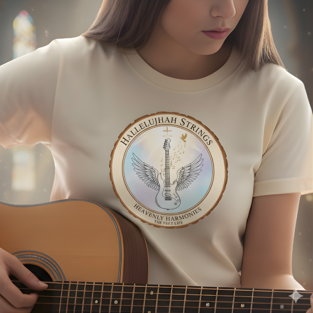 Hallelujah Strings T-Shirt | Christian Worship Guitar Praise Tee