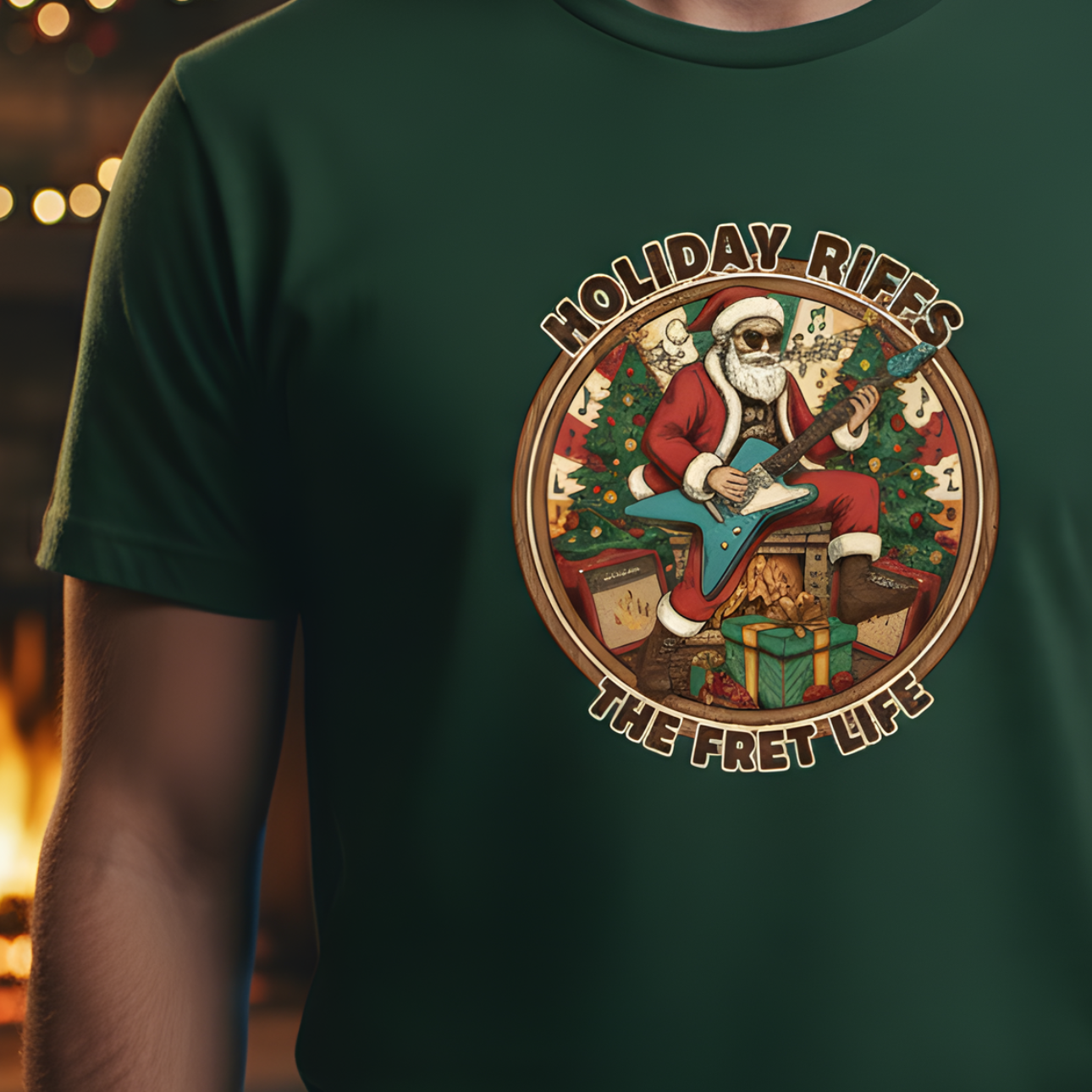 Holiday Riffs T-Shirt | Funny Christmas Guitar Music Tee