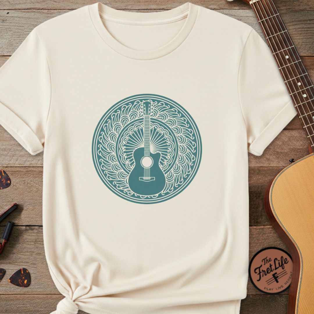The Resonance Mandala Tee | Intricate Acoustic Guitar Design