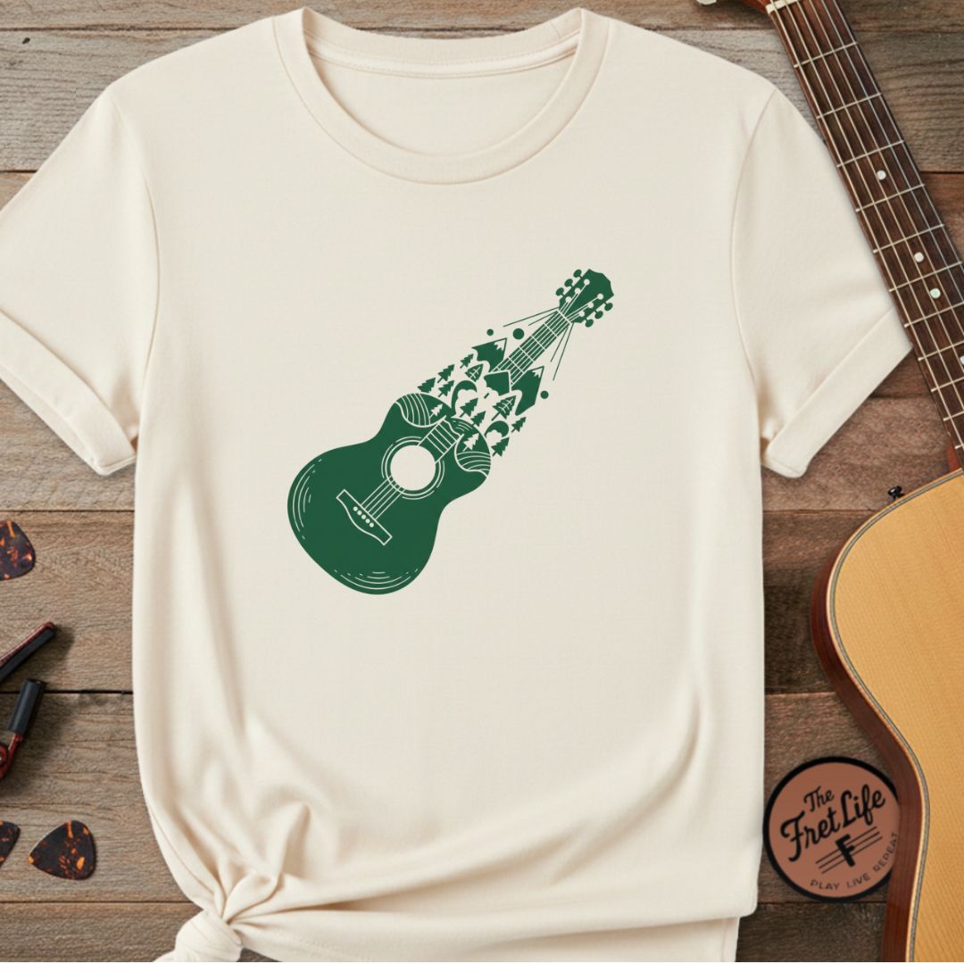 The Alpine Rhythm Tee | Mountain & Forest Guitar Design