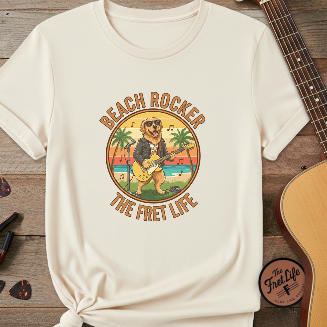 Beach Rocker: Golden's Sunset Shred Fret Life Tee