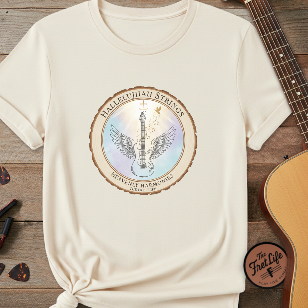 Hallelujah Strings T-Shirt | Christian Worship Guitar Praise Tee