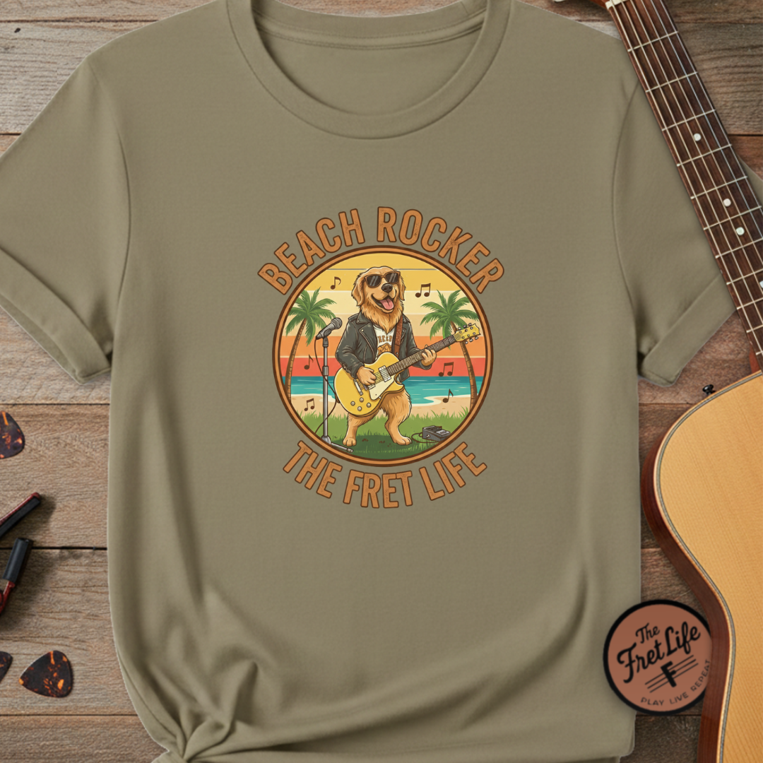 Beach Rocker: Golden's Sunset Shred Fret Life Tee