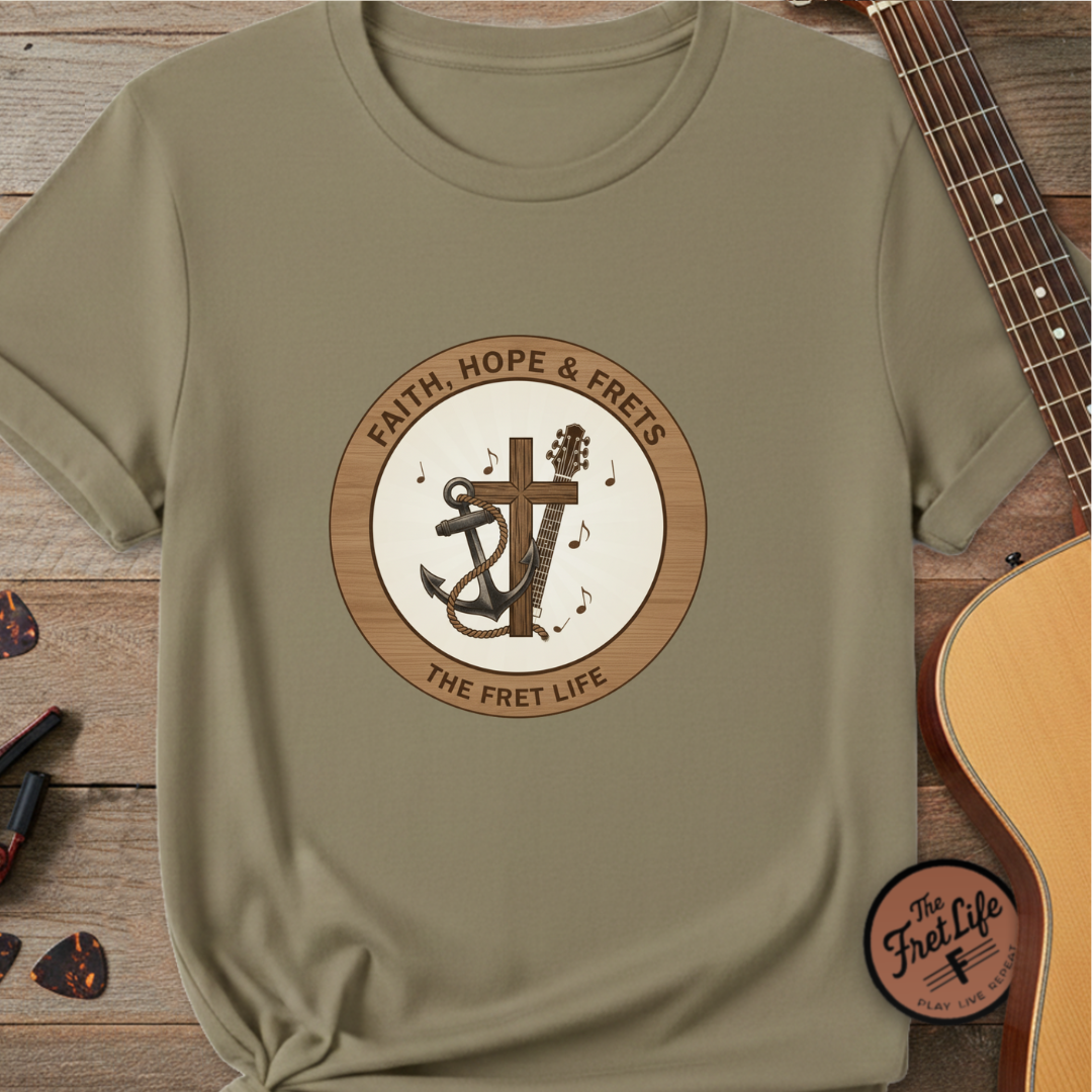 Faith Hope & Frets T-Shirt | Christian Guitar Worship Music Tee